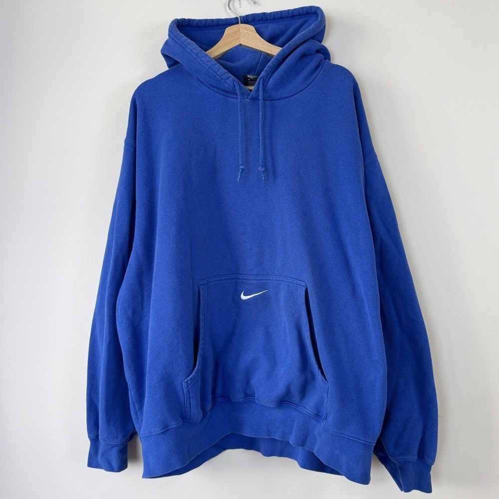 Vintage 2000's Nike Center Swoosh Pocket Embroidered y2k Blue Hoodie - XXL